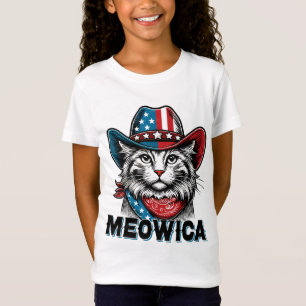 Meowica Amerikaanse vlag Grappig 4 juli Patriottis T-shirt