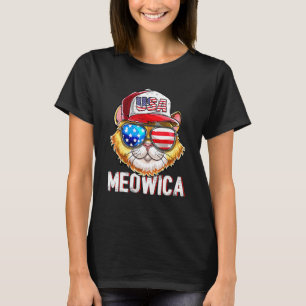 Meowica Amerikaanse Vlag Kat 4 juli Trucker Hoed T-shirt
