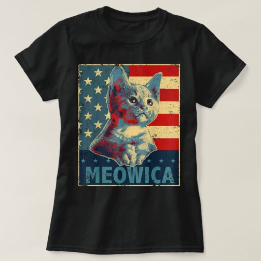Meowica Cat 4 juli Patriotic American Flag Gi T-shirt (Design voorkant)