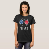 Meowica Cat 4th of July Mannen Vrouwen Kat USA Ame T-shirt (Voorkant volledig)