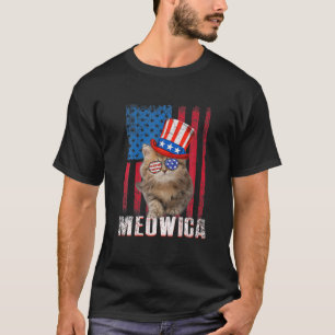 Meowica Cat American Flag Patriotic 4e juli Ki T-shirt