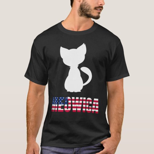 Meowica Cat American Flag Patriotic T-shirt (Voorkant)
