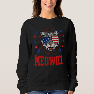 Meowica Cat Americat Merica Usa Vlag Zonnebrillen  Trui