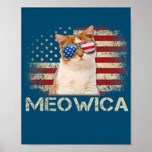 Meowica Cat Fourth 4e juli Patriotic USA Poster