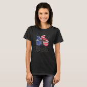 Meowica Cat Patriotic op 4 juli Kitten America Gla T-shirt (Voorkant volledig)