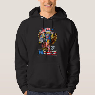 Meowica Cat Riding Eagle 4 juli Patriottic Ame Hoodie