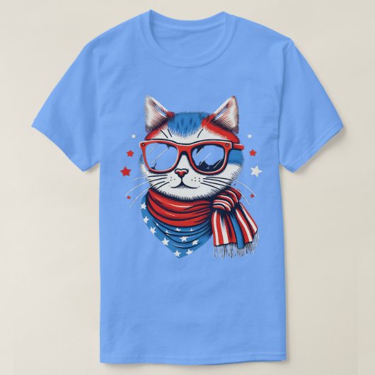 meowica cat Sunbril american flag 4th of julm T-shirt (Design voorkant)