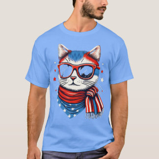 meowica cat Sunbril american flag 4th of julm T-shirt