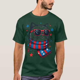 meowica cat Sunbril american flag 4th of julm T-shirt