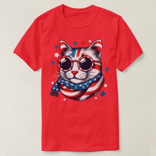 meowica cat Sunbril american flag 4th of julm T-shirt (Design voorkant)