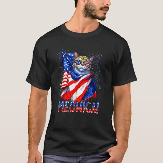 MEOWICA Cat Sunglasses Cat Merica American Flag 4t T-shirt (Voorkant)