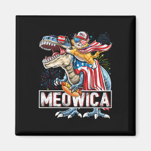 Meowica Cat T Rex Dinosaurus 4 juli Amerikaanse FL Magneet