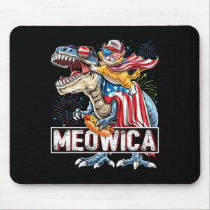 Meowica Cat T Rex Dinosaurus 4 juli Amerikaanse FL Muismat