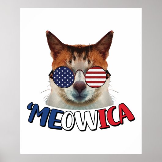 Meowica Cat USA 4 juli Cat Lover Funny Poster (Voorkant)