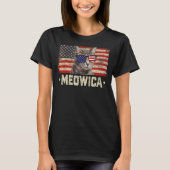 Meowica Cat Vierde 4 juli Patriottisch USA Ameri T-shirt (Voorkant)