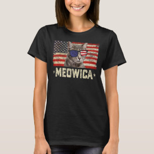 Meowica Cat Vierde 4 juli Patriottisch USA Ameri T-shirt