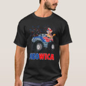 Meowica Cat With Monster Truck Usa Flag 4th Of Jul T-shirt (Voorkant)