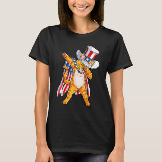 Meowica Dabbing Kat Oom Sam 4 juli T-shirt