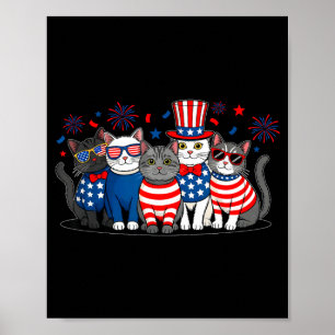Meowica kat 4 juli Amerikaanse vlag patriottisch Poster
