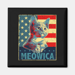 Meowica kat 4 juli patriottische Amerikaanse vlag Magneet