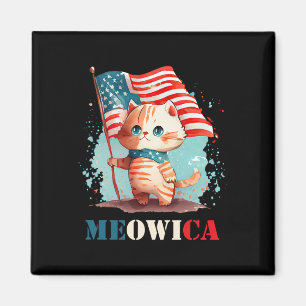 Meowica kat voor 4 juli USA Patriotic American Magneet