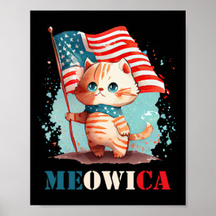 Meowica kat voor 4 juli USA Patriotic American Poster