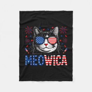 Meowica kat zonnebril merica 4 juli usa fleece deken