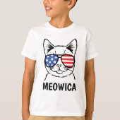 Meowica Kinder Shirt, Funny Cat, Patriotic, 4 juli T-shirt (Voorkant)