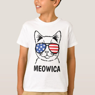 Meowica Kinder Shirt, Funny Cat, Patriotic, 4 juli T-shirt