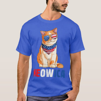 Meowica Merica USA Amerikaanse vlag Patriottische  T-shirt