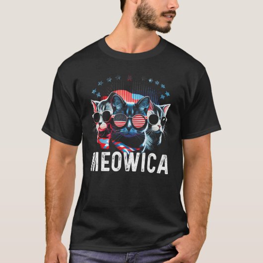 Meowica Patriotic Three Cats 4th of July Kids Amer T-shirt (Voorkant)