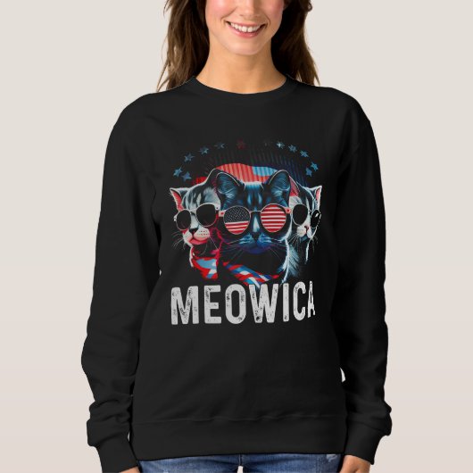 Meowica Patriotic Three Cats 4th of July Kids Amer Trui (Voorkant)