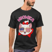 Meowica schattige kat sunglass USA Patriotic op 4  T-shirt (Voorkant)