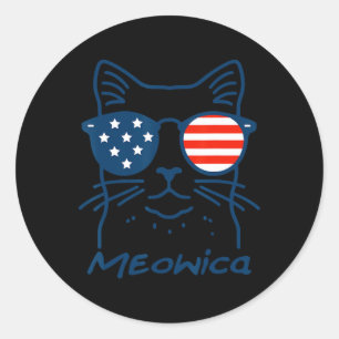 Meowica USA Amerika Kat 4 juli Grappig Patriottisc Ronde Sticker