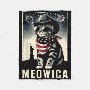Meowica Usa merica Kat 4 juli Grappig Patriottisch Fleece Deken