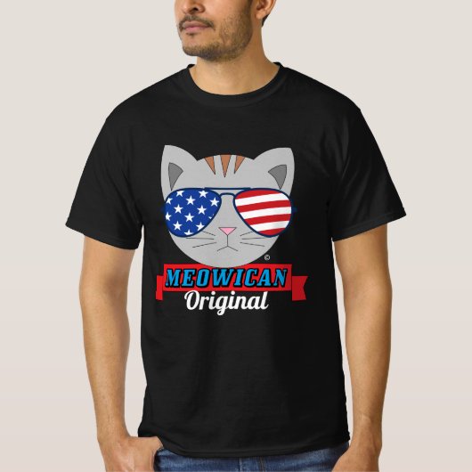 MEOWICAN Original Patriotic Cat Pun T Shirt (Voorkant)