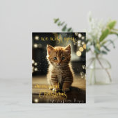 Meowicical Kerstmis Goud Pet Kat Foto Folie Feestdagen Briefkaart (Staand Voorkant)