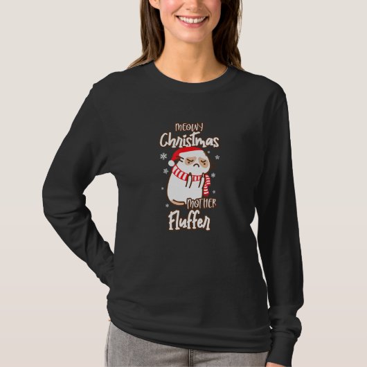 Meowied Kerstmis Moeder Flutter Kerstmis Kat XMA T-shirt (Voorkant)