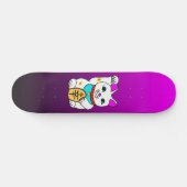 MEOWIES LUCKY CAT MANEKI NEKO FUSCHIA / ZWART SKATEBOARD (Horizontaal)