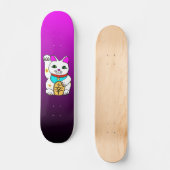 MEOWIES LUCKY CAT MANEKI NEKO FUSCHIA / ZWART SKATEBOARD (Voorkant)