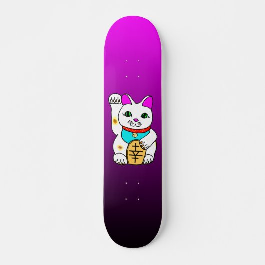 MEOWIES LUCKY CAT MANEKI NEKO FUSCHIA / ZWART SKATEBOARD (Voorkant)