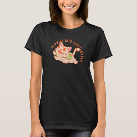 Meowing Into Kindergarten Cat Back To School T-shirt (Voorkant)