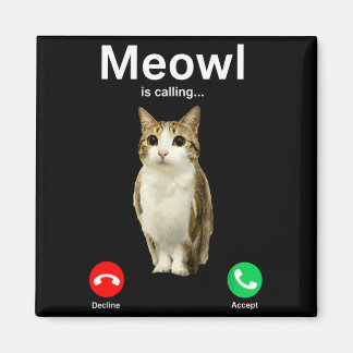 Meowl Bellen Kat Uil Vervloekt Internet Grappig Magneet