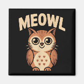 Meowl Cat Owl Hybrid Funny Meme Brain Rot Gen Alph Magneet (Voorkant)