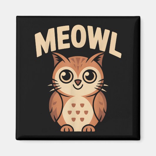 Meowl Cat Owl Hybrid Funny Meme Brain Rot Gen Alph Magneet (Voorkant)