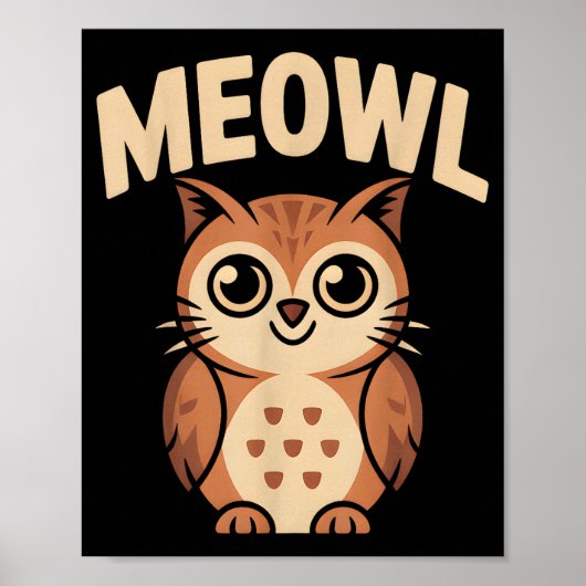 Meowl Cat Owl Hybrid Funny Meme Brain Rot Gen Alph Poster (Voorkant)
