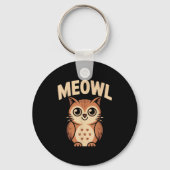 Meowl Cat Owl Hybrid Funny Meme Brain Rot Gen Alph Sleutelhanger (Voorkant)