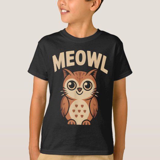 Meowl Cat Owl Hybrid Funny Meme Brain Rot Gen Alph T-shirt (Voorkant)