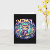 Meowl Cat Owl Meme Brainrot Kids Cursed Silly Gen Kaart (Gele Bloem)