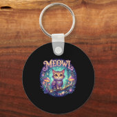 Meowl Cat Owl Meme Brainrot Kids Cursed Silly Gen Sleutelhanger (Voorkant)